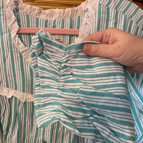Vintage Style Cozee Corner 4X Cotton Lace Yoke Nightgown Blue Stripe cottagecore - Picture 8 of 8